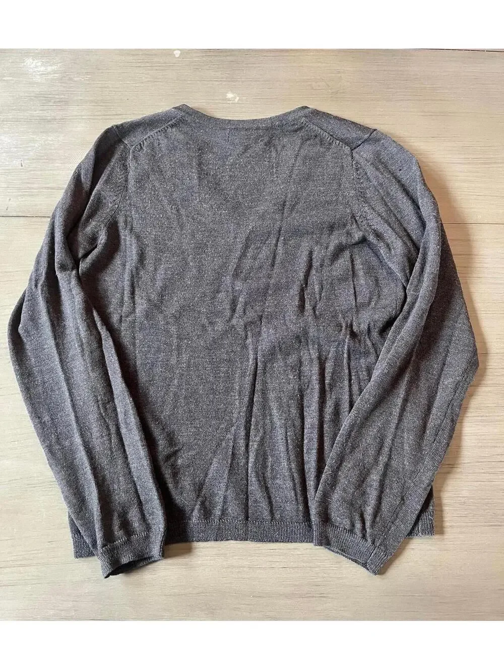 Banana Republic Grey Business Casual Wool V Neck Long Sleeve Pullover Sweater M